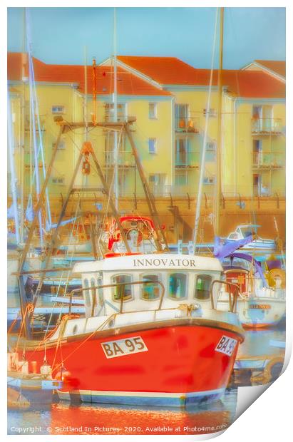 Red Fishing Boat In Ardrossan Harbour Print by Tylie Duff Photo Art