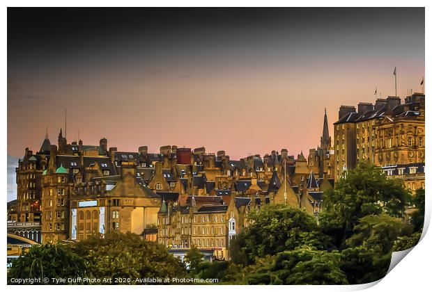 Edinburgh Skyline At Dusk Print by Tylie Duff Photo Art