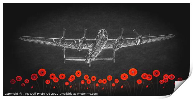Flight of The Lancaster Bomber (spot colour) Print by Tylie Duff Photo Art
