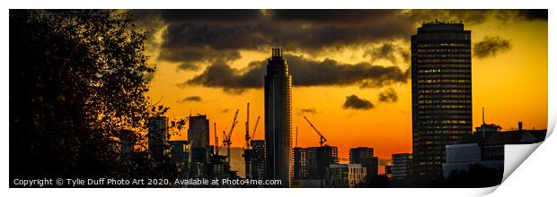 Fiery Sunset Over London Skyline Print by Tylie Duff Photo Art
