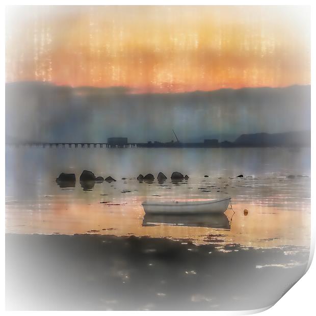 Dinghy In The Sunset At Fairlie On The Clyde Print by Tylie Duff Photo Art