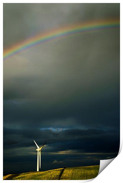 Wind Turbine & Rainbow Print by Philip Teale