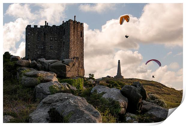 Carn Brea Castle, and the Basset Monument, Redruth Print by Brian Pierce