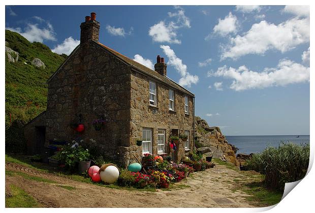  The Cottage by the Sea, Penberth Cornwall Print by Brian Pierce