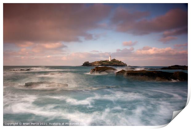 Godrevy Lighthouse, Hayle, St Ives Bay Print by Brian Pierce