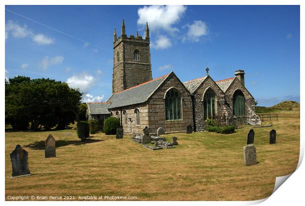 St Euny Church, Leland, Cornwall  Print by Brian Pierce