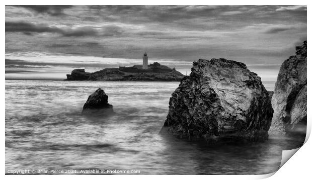 Godrevy Lighthouse, Gwithian, Hayle, Cornwall  Print by Brian Pierce