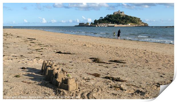 Sandcastle and St Michael's Mount Print by Brian Pierce