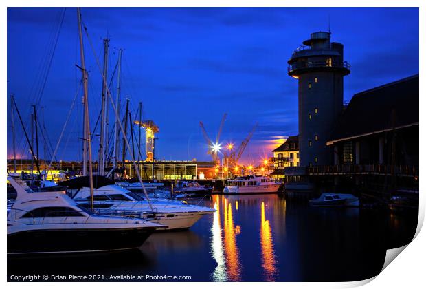 Falmouth Maritime Museum at Night Print by Brian Pierce