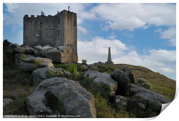 Carn Brea Castle and the Basset Monument. Redruth, Print by Brian Pierce