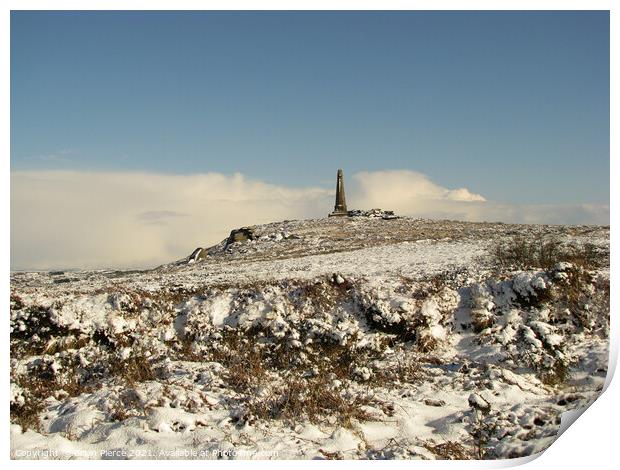Carn Brea and the Basset Monument in Winter  Print by Brian Pierce