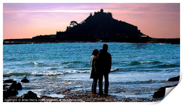Sunset at St Michael's Mount Print by Brian Pierce