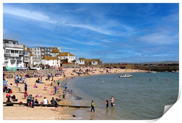 St Ives harbour beach in summer Print by Brian Pierce