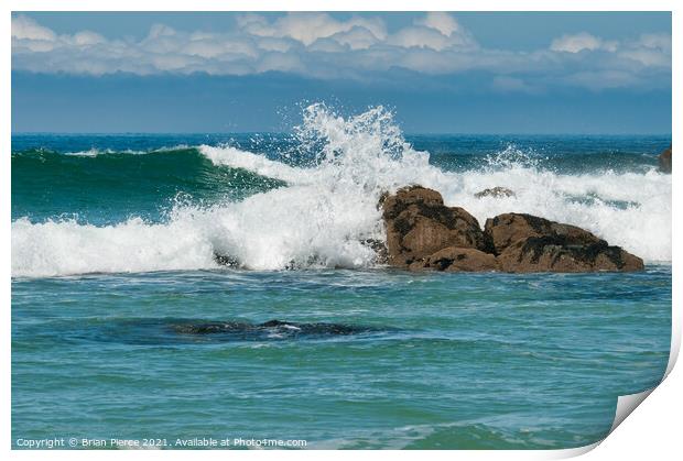 Waves rolling onto a rocky Cornish Beach Print by Brian Pierce