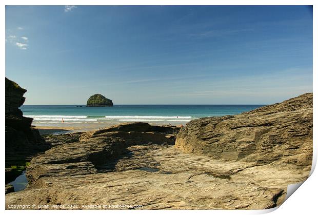 Trebarwith Strand, North Cornwall Print by Brian Pierce