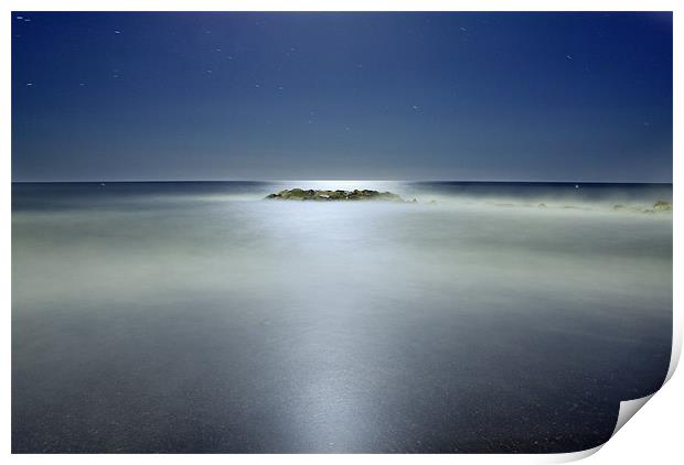 The rock island under de moonlight Print by Guido Montañes