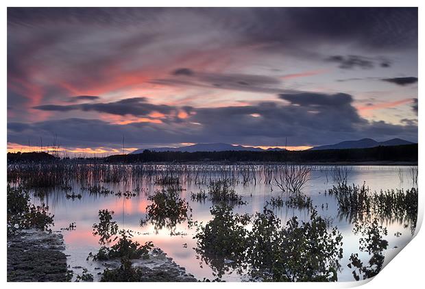 Last light at the lake Print by Guido Montañes