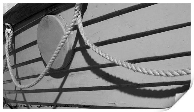 Lifeboat rope shadows Print by Ben Monaghan