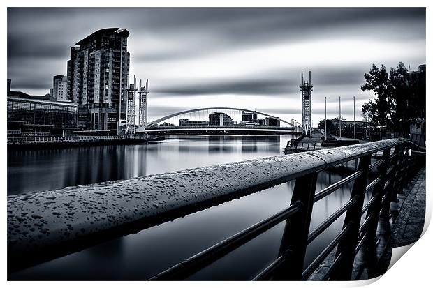 RAIN DROPS ON THE QUAYS. Print by Neil  Hulme