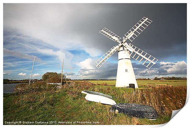 Thurne Mill on the Norfolk Broads Print by Graham Custance