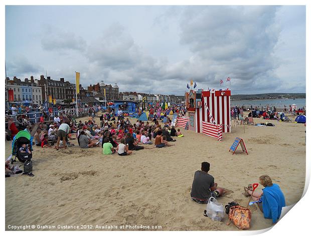 Punch and Judy, Weymouth Beach Print by Graham Custance