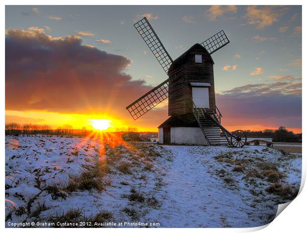 Winter Windmill Print by Graham Custance