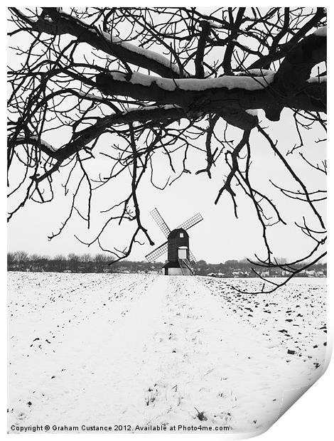 Windmill in the Snow Print by Graham Custance