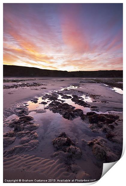 Sunrise on the beach Print by Graham Custance