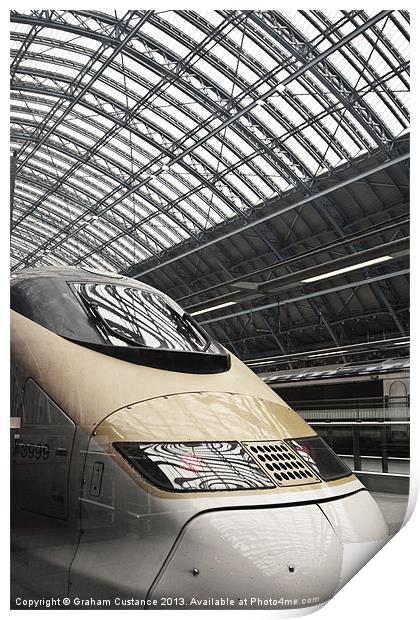 Eurostar at St Pancras International Station Print by Graham Custance