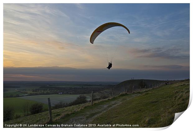 Hang gliding at the Downs Print by Graham Custance