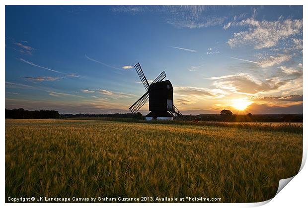 Windmill Sunset Print by Graham Custance