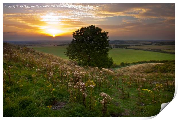 Dunstable Downs Sunset Print by Graham Custance