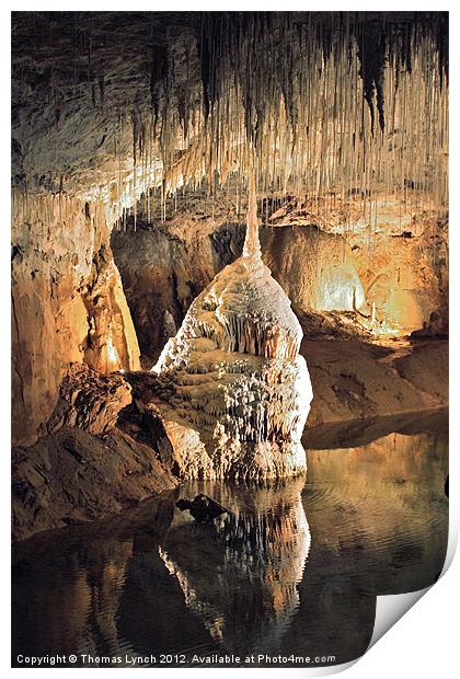 French water Cave Stalagmite Print by Thomas Lynch
