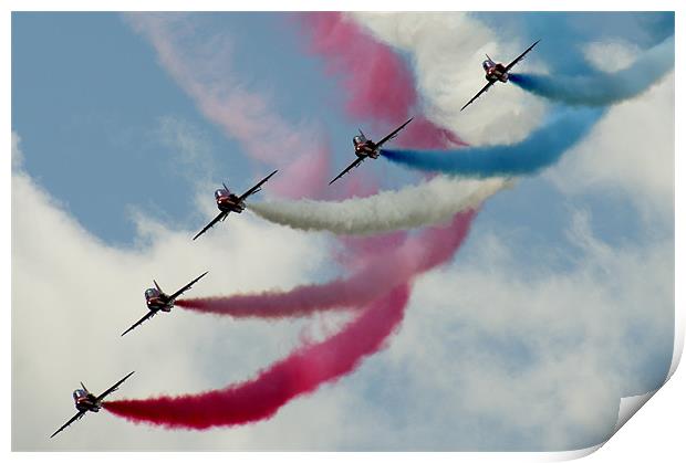Red Arrows Swooping Pass Print by Ben Blyth