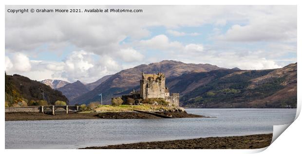 Eilean Donan Castle seen from the north panorama Print by Graham Moore