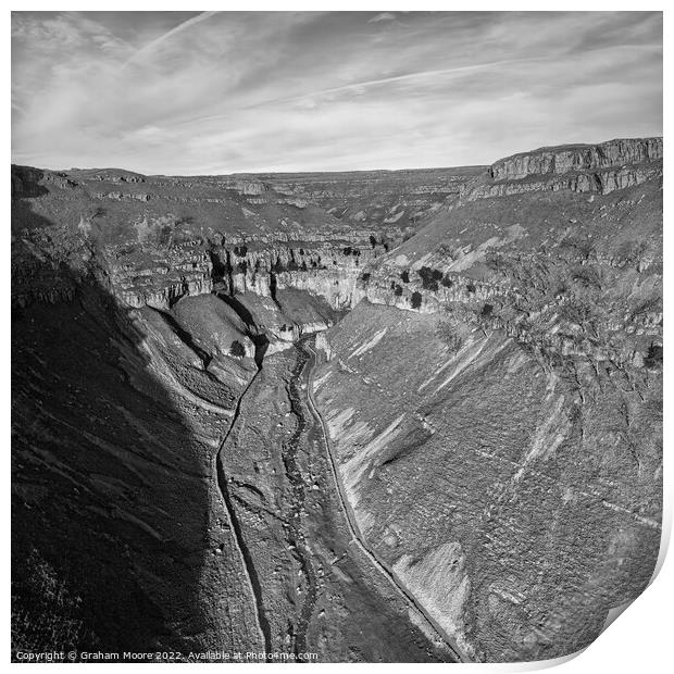 Approach to Goredale Scar square monochrome Print by Graham Moore