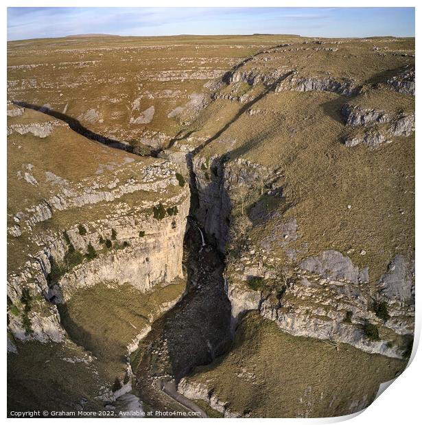 Goredale Scar close high view square Print by Graham Moore