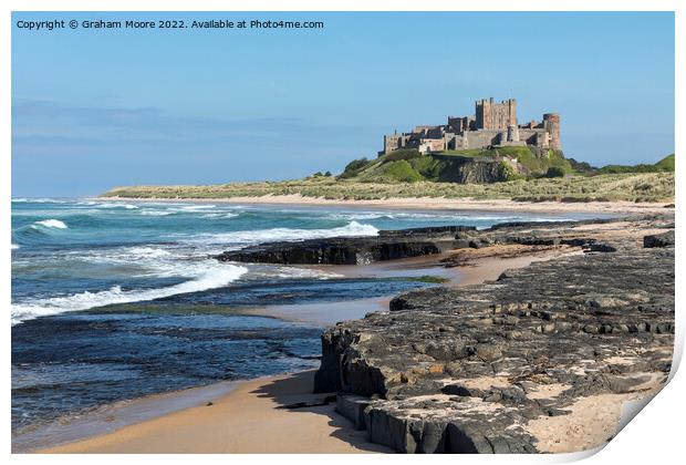 Bamburgh Castle from the north  Print by Graham Moore
