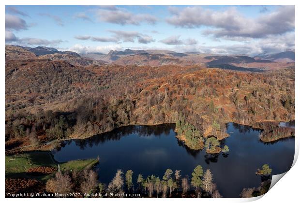 Tarn Hows and Langdale Pikes Print by Graham Moore