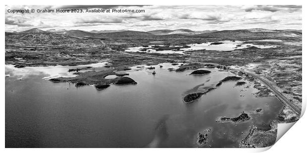 Lochan na h-Achlaise and Loch Ba monochrome Print by Graham Moore