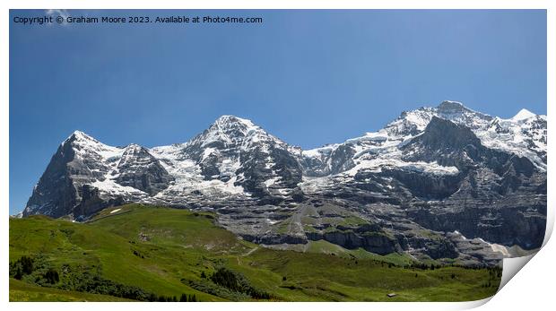 Eiger Monch Jungfrau pan Print by Graham Moore