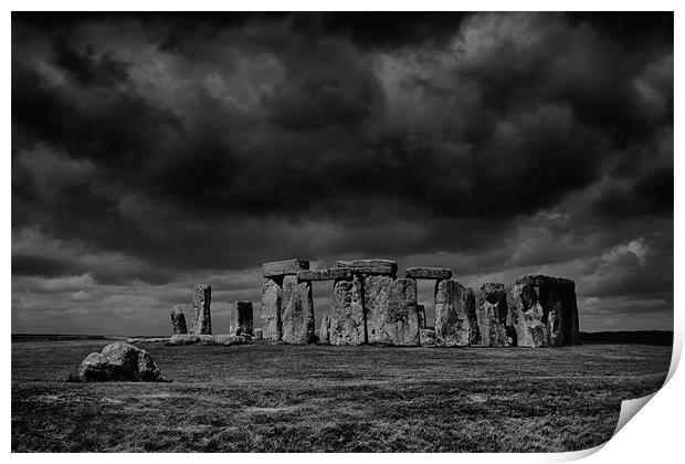 Stonehenge, with dramatic sky Print by Graham Moore