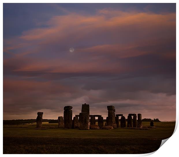 Stonehenge at dusk Print by Graham Moore