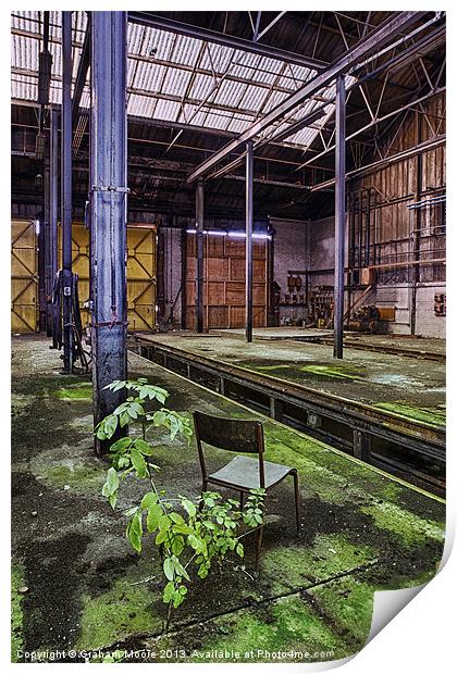 Decaying industrial building Print by Graham Moore