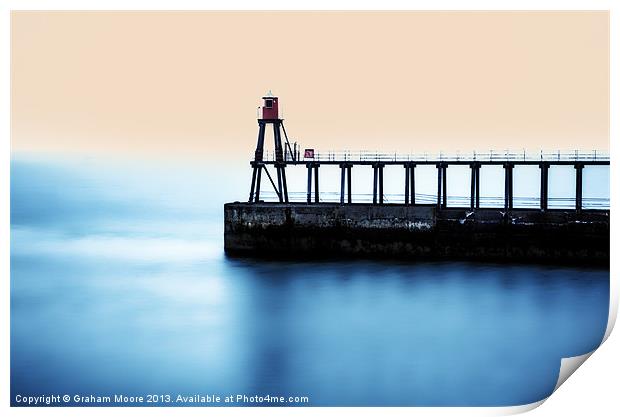 Whitby pier Print by Graham Moore