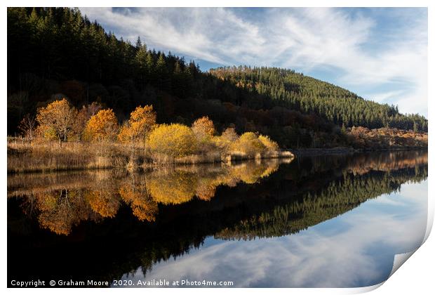 Bassenthwaite and autumn trees Print by Graham Moore