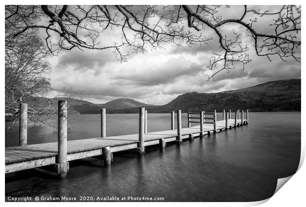 Brandelhow Jetty monochrome Print by Graham Moore