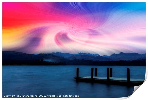 Windermere sunset twirl effect Print by Graham Moore