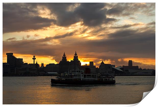 Mersey Ferry Sunrise Print by Paul Farrell Photography