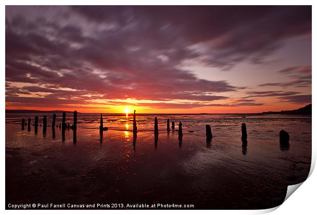 Caldy beach sunset 03/04/2013 Print by Paul Farrell Photography